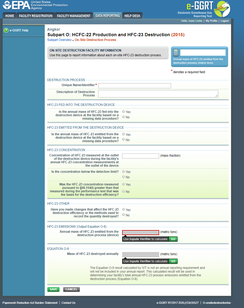Image of Subpart O: HCFC-22 Production and HFC-23 Destruction webpage.